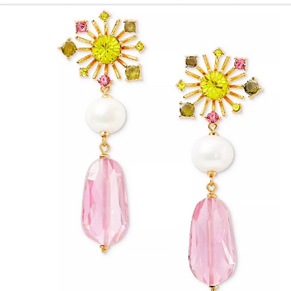 Kate Spade New York Mixed Stone Flower Linear Drop Earrings